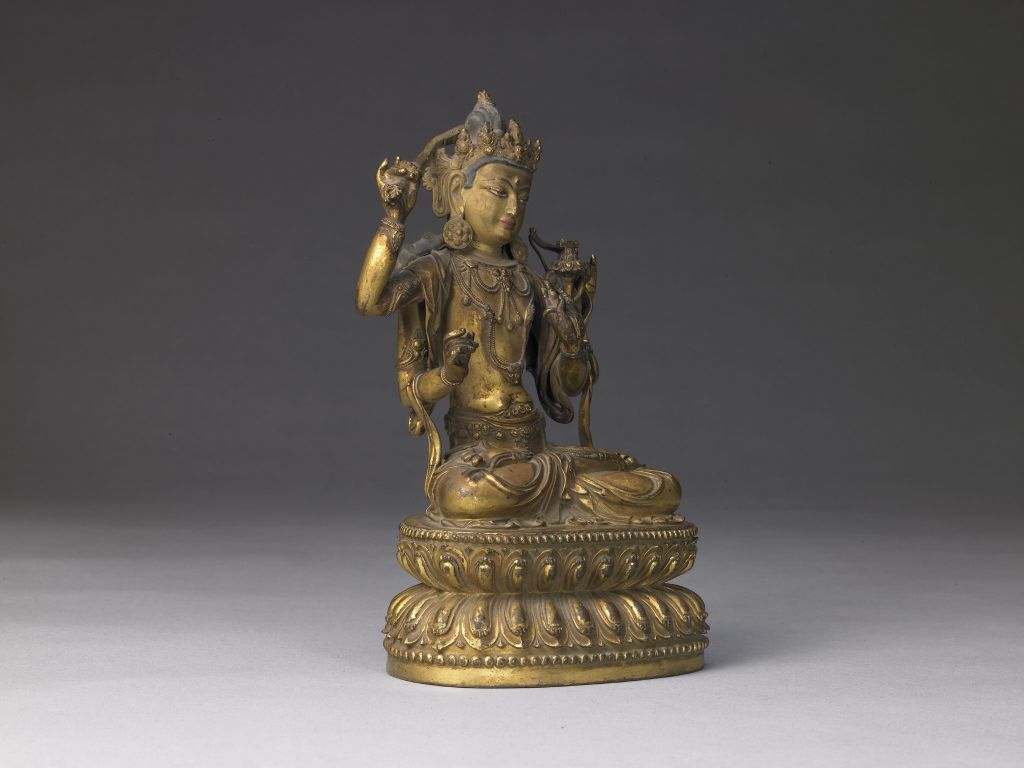 图片[3]-Bronze gilded secret seated statue of Manjusri Bodhisattva-China Archive